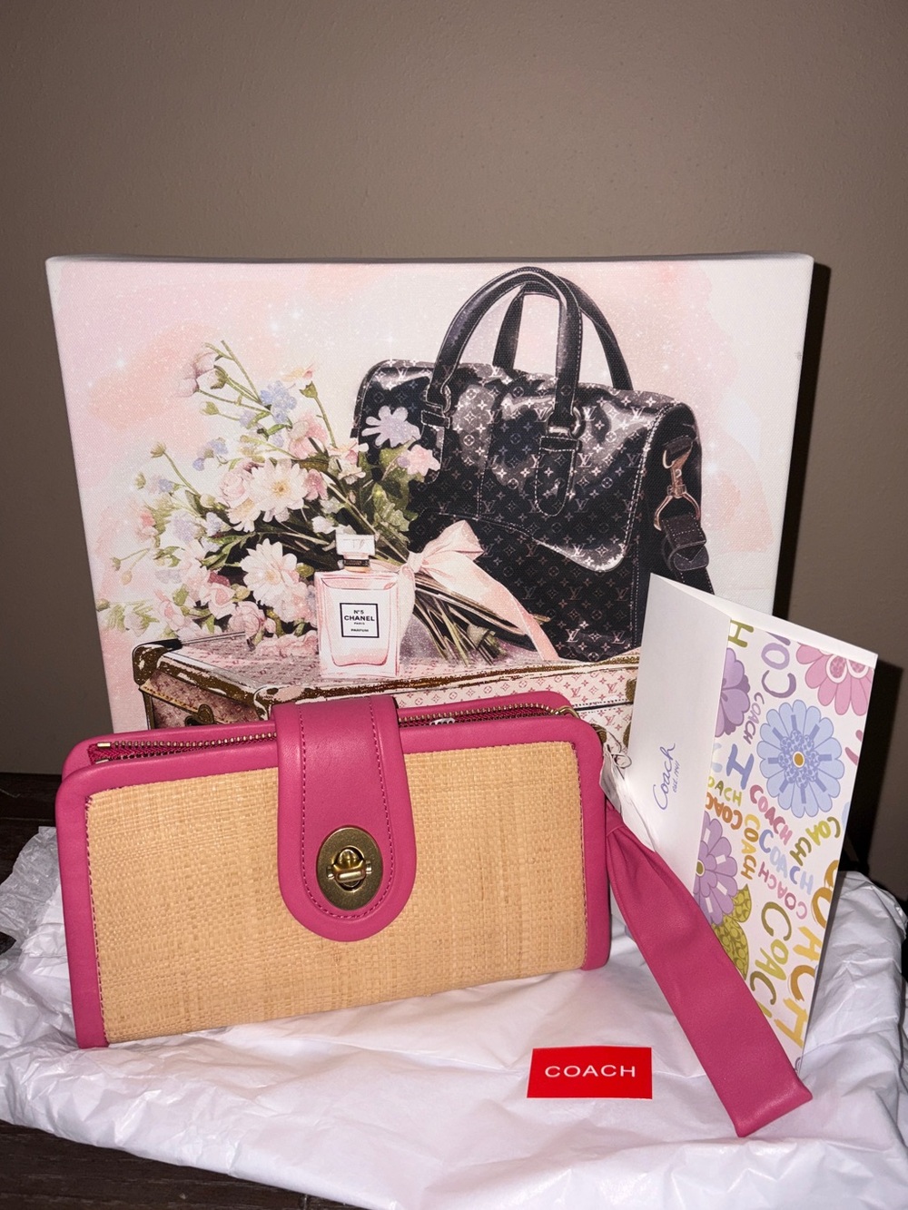 Coach NWT Parker Straw Legacy Collection Clutch & Wristlet